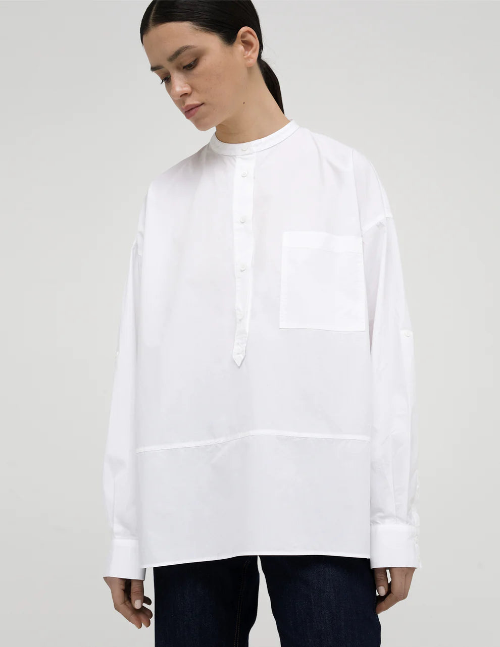 Mandarin-Style Collar Shirt