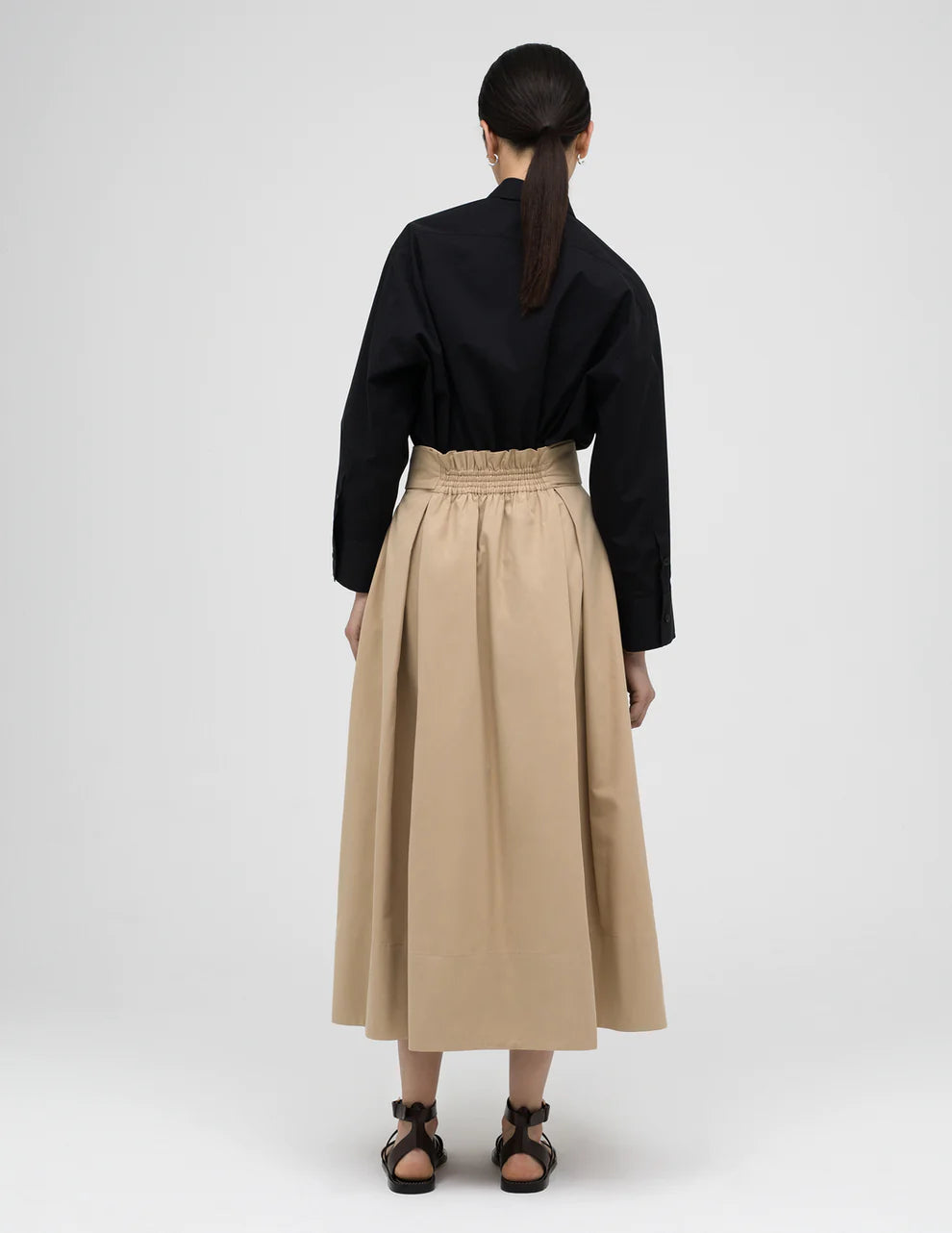 Belted-Detail Pleated Skirt