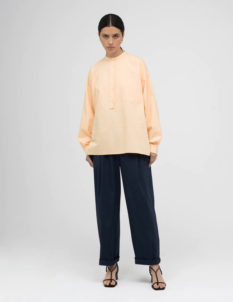 Mandarin-Style Collar Shirt