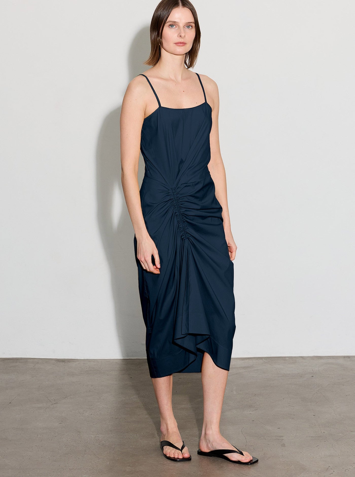 ANGIE Camisole Dress With Gathered Skirt Navy