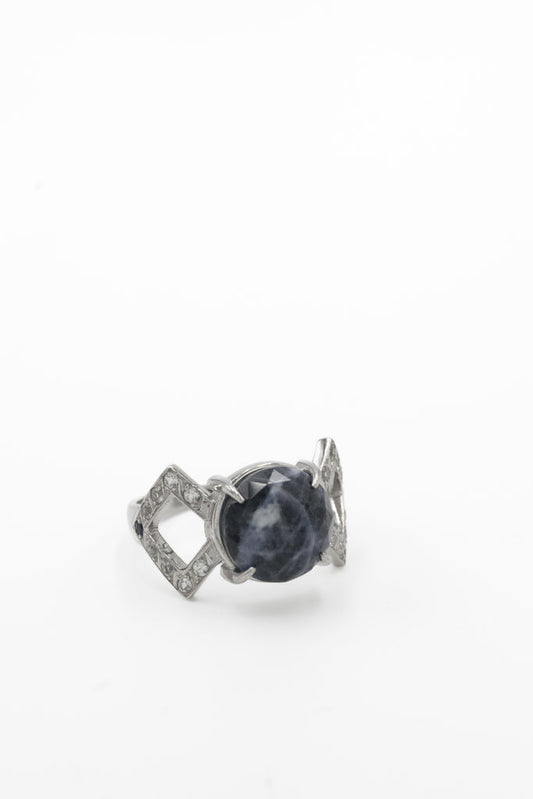 Perpetual Rhombus Ring With Sodalite