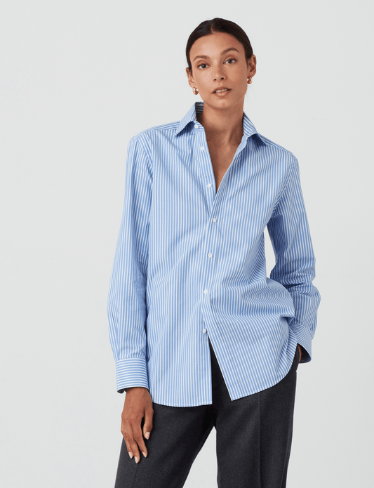 The Boyfriend: Fine Poplin, Inverted Pinstripe