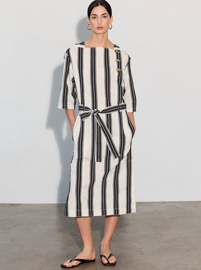 CONSTANCE Stripe Dress Black / Ivory