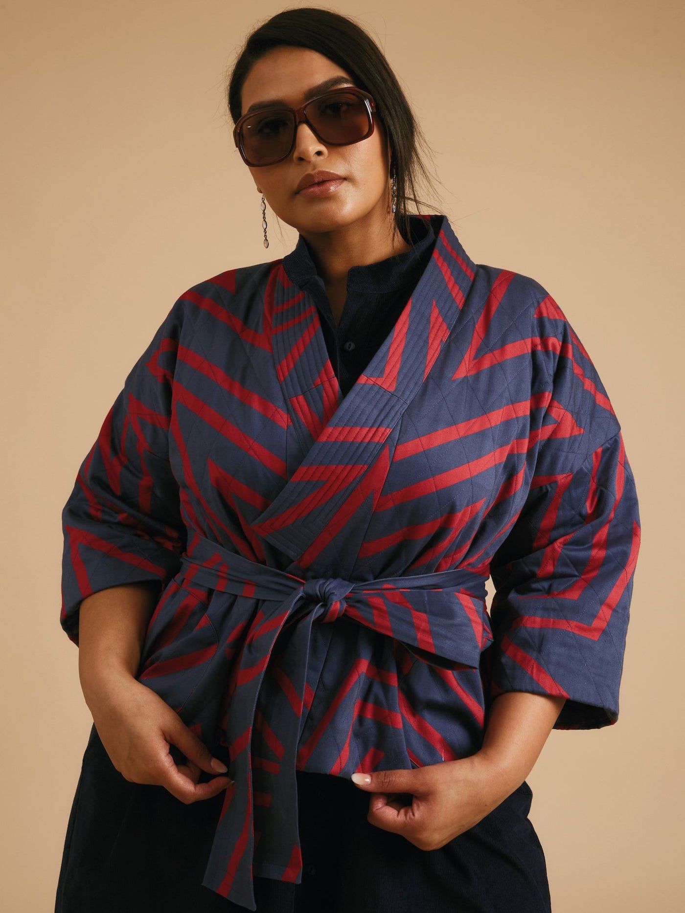 Quilted Kimono Jacket Mega Navy/Red PRE ORDER