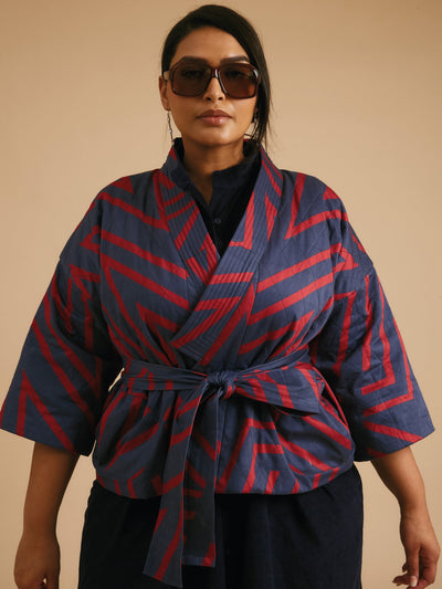 Quilted Kimono Jacket Mega Navy/Red PRE ORDER