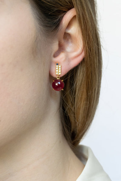 Perpetual Earrings With Red Jade