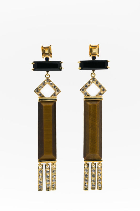 Perpetual Fringed Tiger Eye Earrings