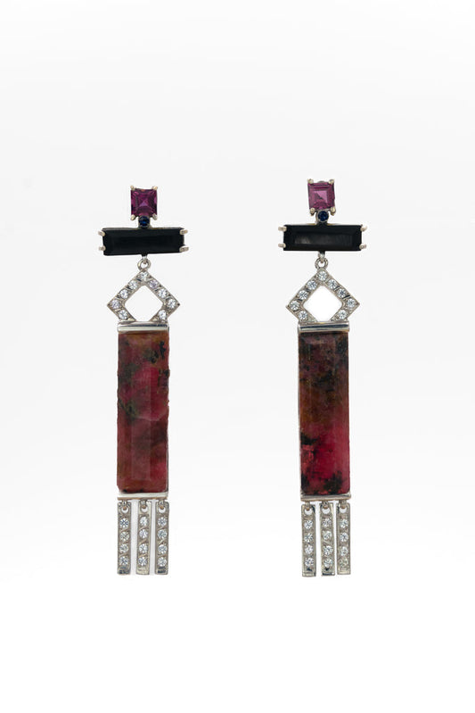 Perpetual Fringes With Rhodonite Earrings