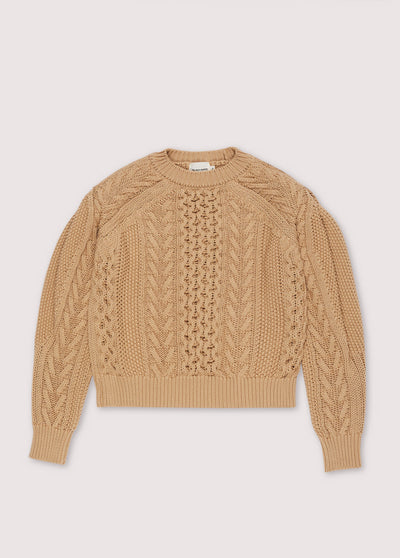 Russel Woman Cable Sleeve Jumper Desert Sand