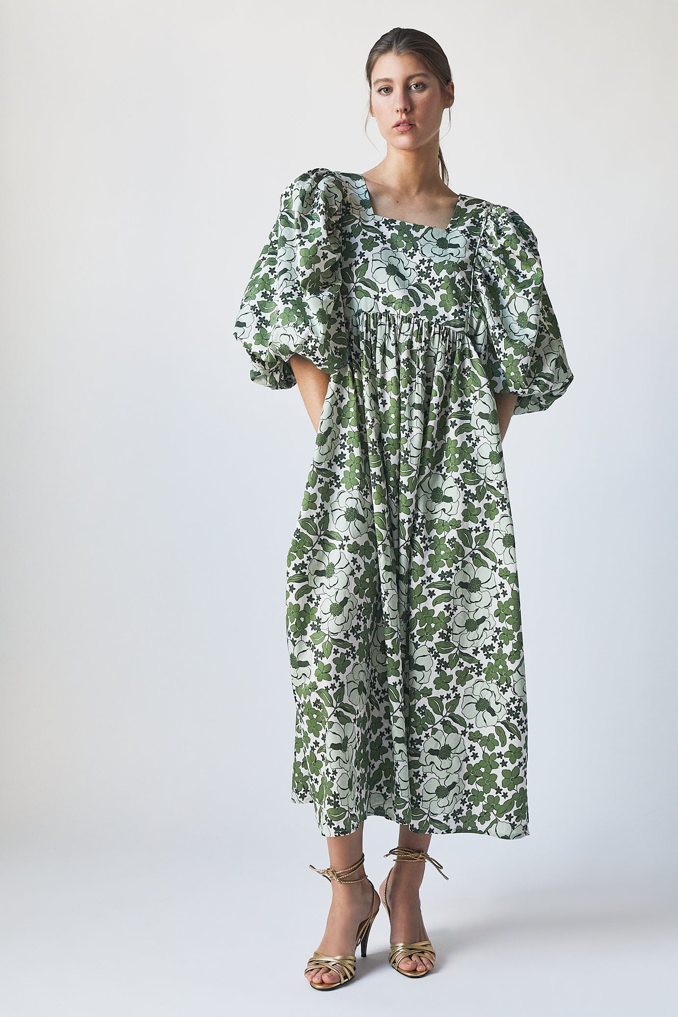 Peggy Dress Green Bloom