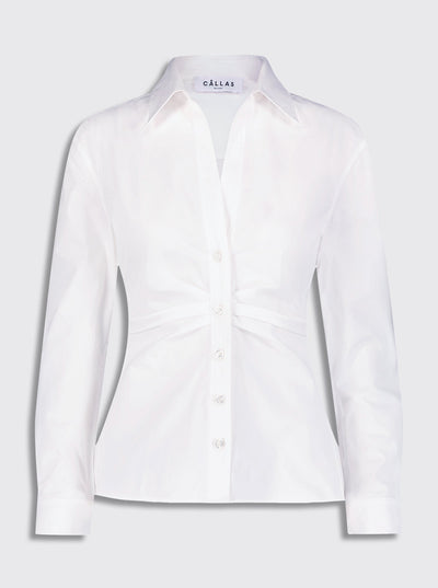 SAVILE Stretch Poplin Shirt in White