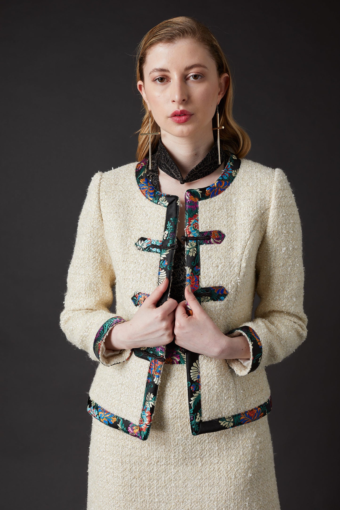 Chelsea Tang Tweed Jacket White