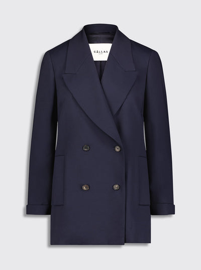 NEW VITTORIA - Signature Tropical Weighting Double-Breasted Jacket in Navy