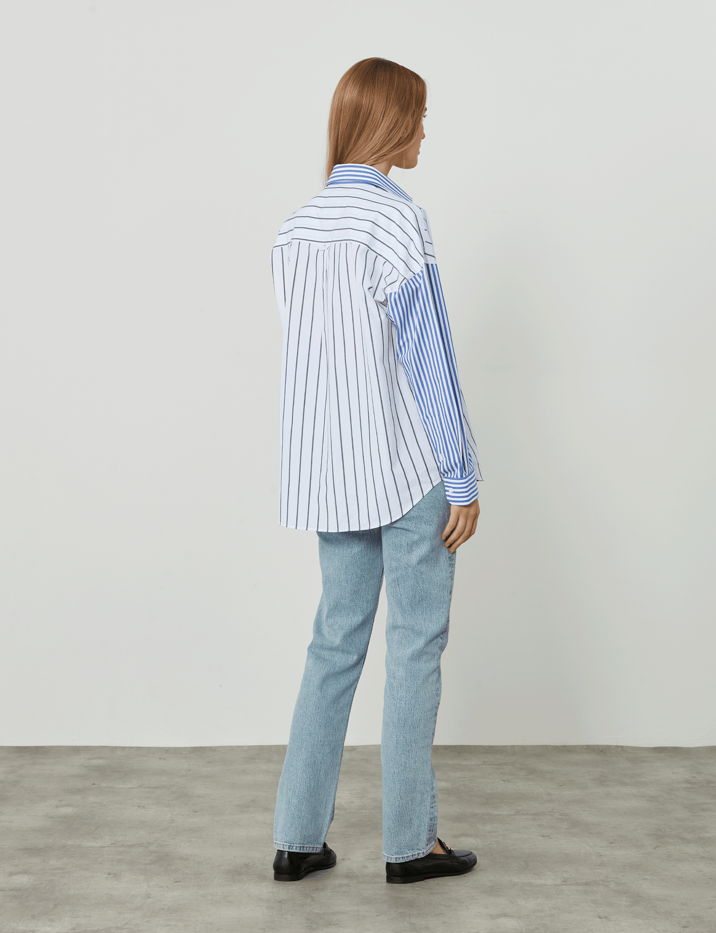 The Weekend: Fine Poplin, Midnight and Royal Blue Stripe Patchwork