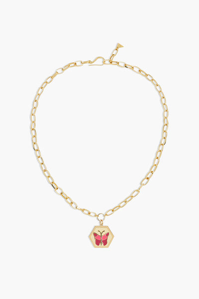 Gold Fire Butterfly Necklace