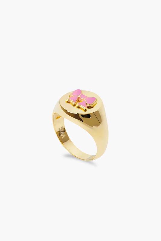 Pink Minnie Bow Signet Ring