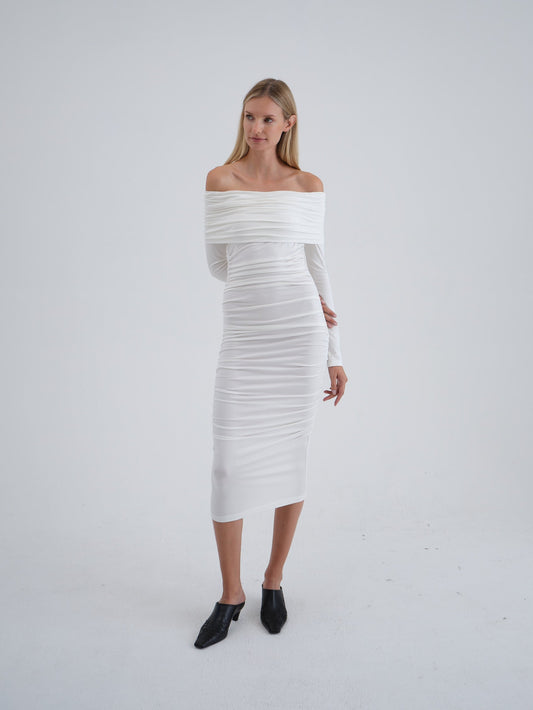 Ruched Off-the-Shoulder Dress