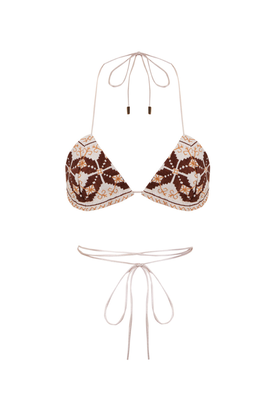 S1 BORDADO - CROSS-STRAPPED BRA WITH HAND EMBROIDERY