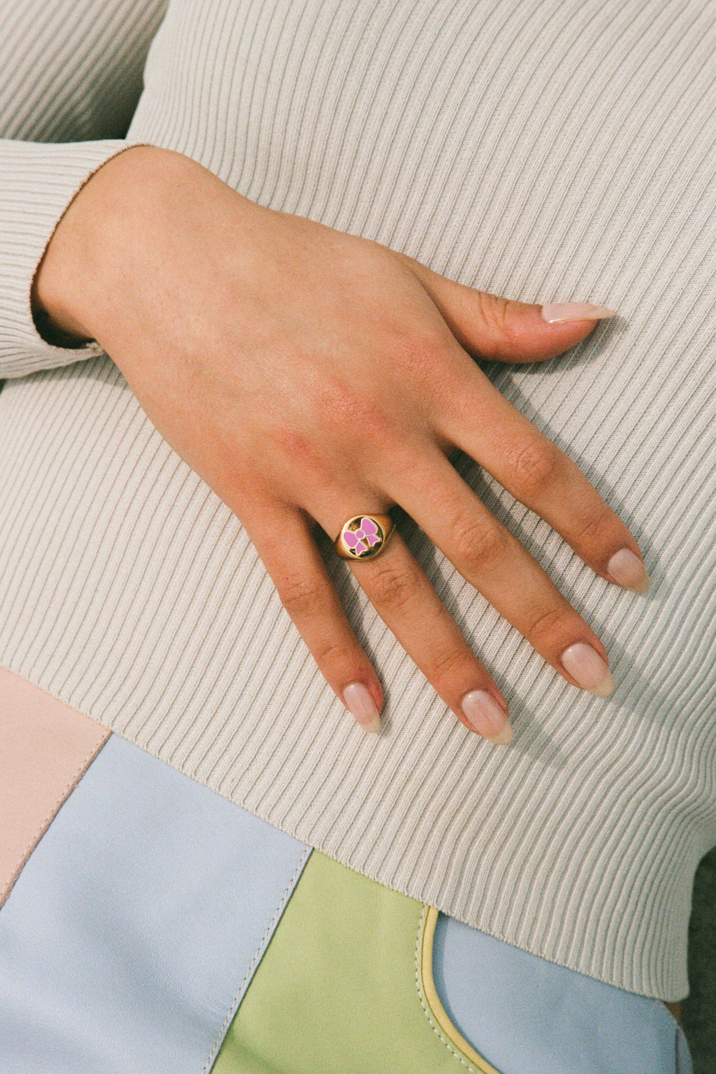 Pink Minnie Bow Signet Ring