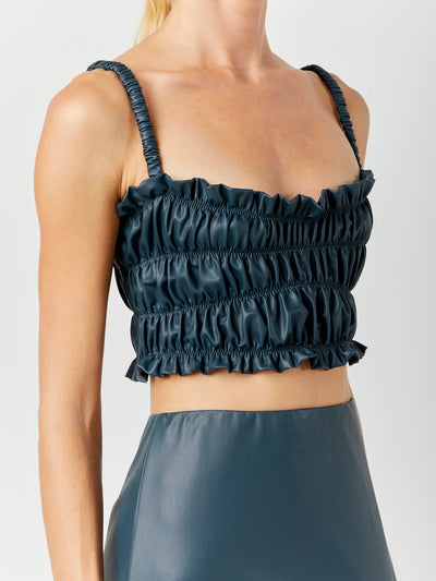 Leather Smocked Top
