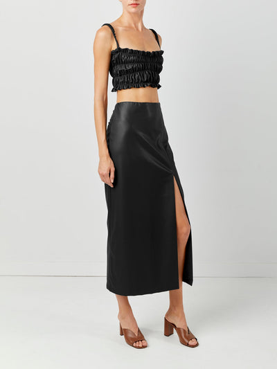 Side Slit Leather Skirt