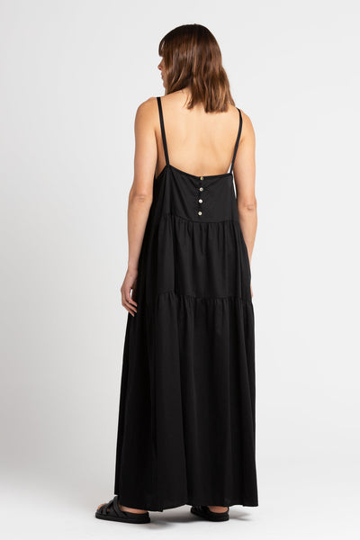 Austen Pleated Maxi Dress Black