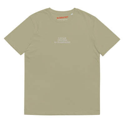 Caviar, Oysters & Champagne - Organic Embroidered T-Shirt