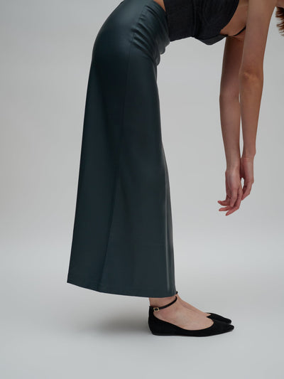 Side Slit Leather Skirt